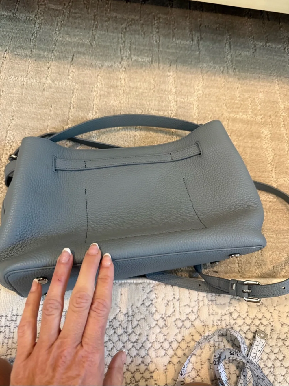 Elegant Blue Leather Top-Handle Satchel